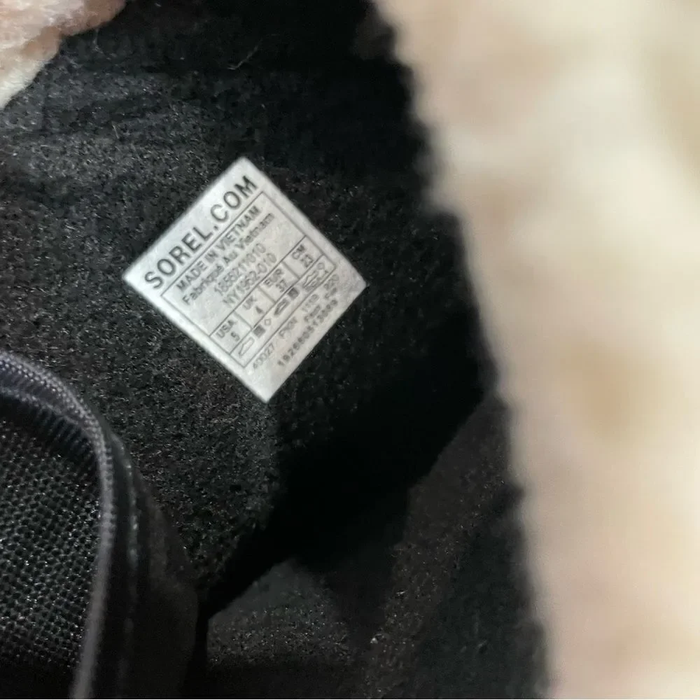 SOREL Womens 1962-010 PAC NYLON Black Ancient Waterproof Sherpa Snow Boots US7 - Picture 7 of 9